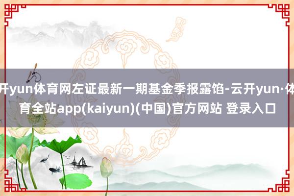 开yun体育网左证最新一期基金季报露馅-云开yun·体育全站app(kaiyun)(中国)官方网站 登录入口